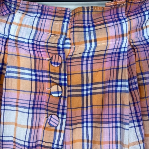 Free People Serendipity Shorts High Waist Paper Bag Plaid Guava Combo Orange LG - Picture 4 of 12